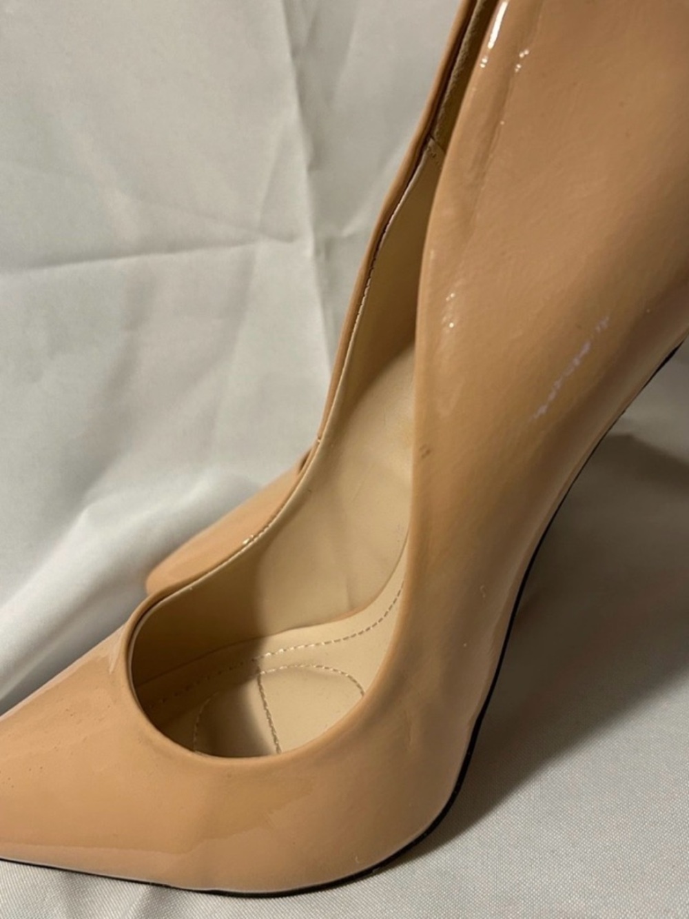Rouge! Nude Patent Pointed-Toe Stiletto Pumps